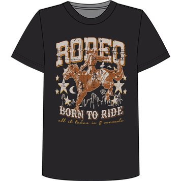 Rock & Roll Denim Youth Bronco Rider Graphic Tee Black