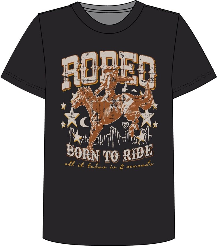 Rock & Roll Denim Youth Bronco Rider Graphic Tee Black