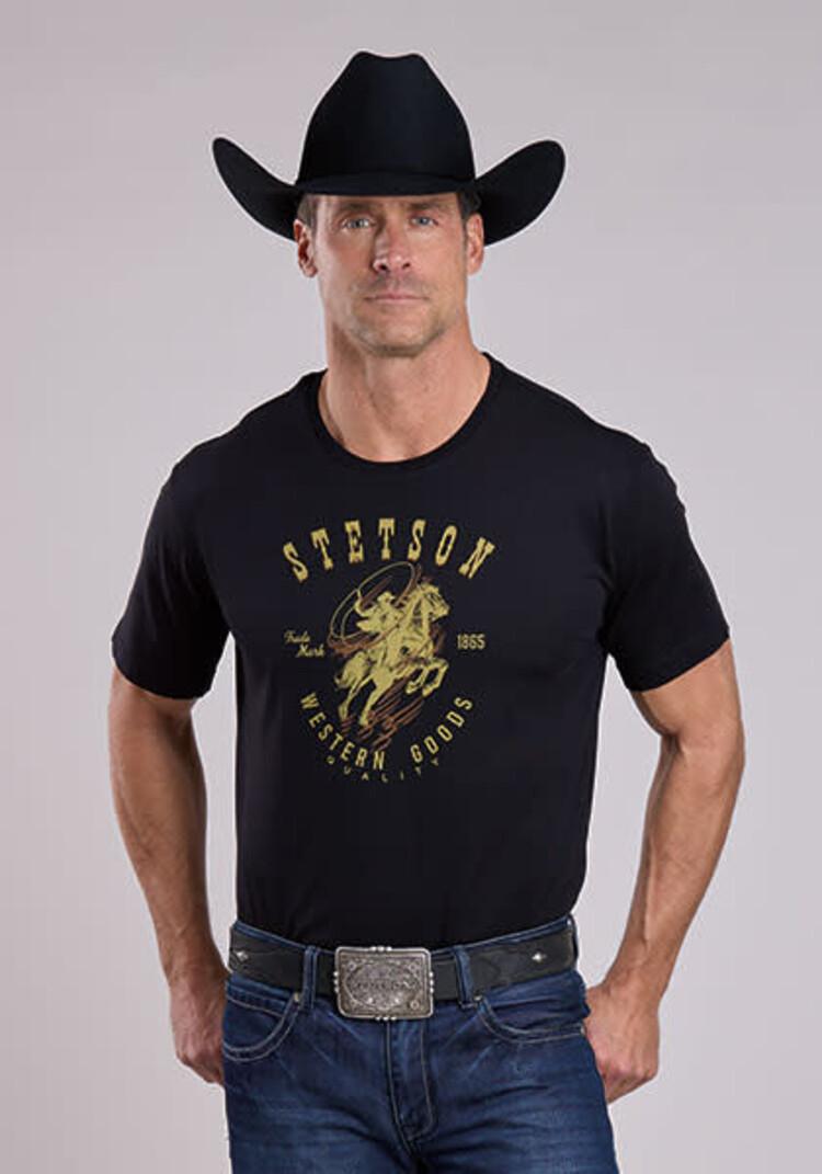 Stetson Cowboy Roping Rider Tee Black