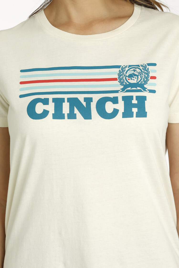 Cinch Stripe Logo Tee Cream