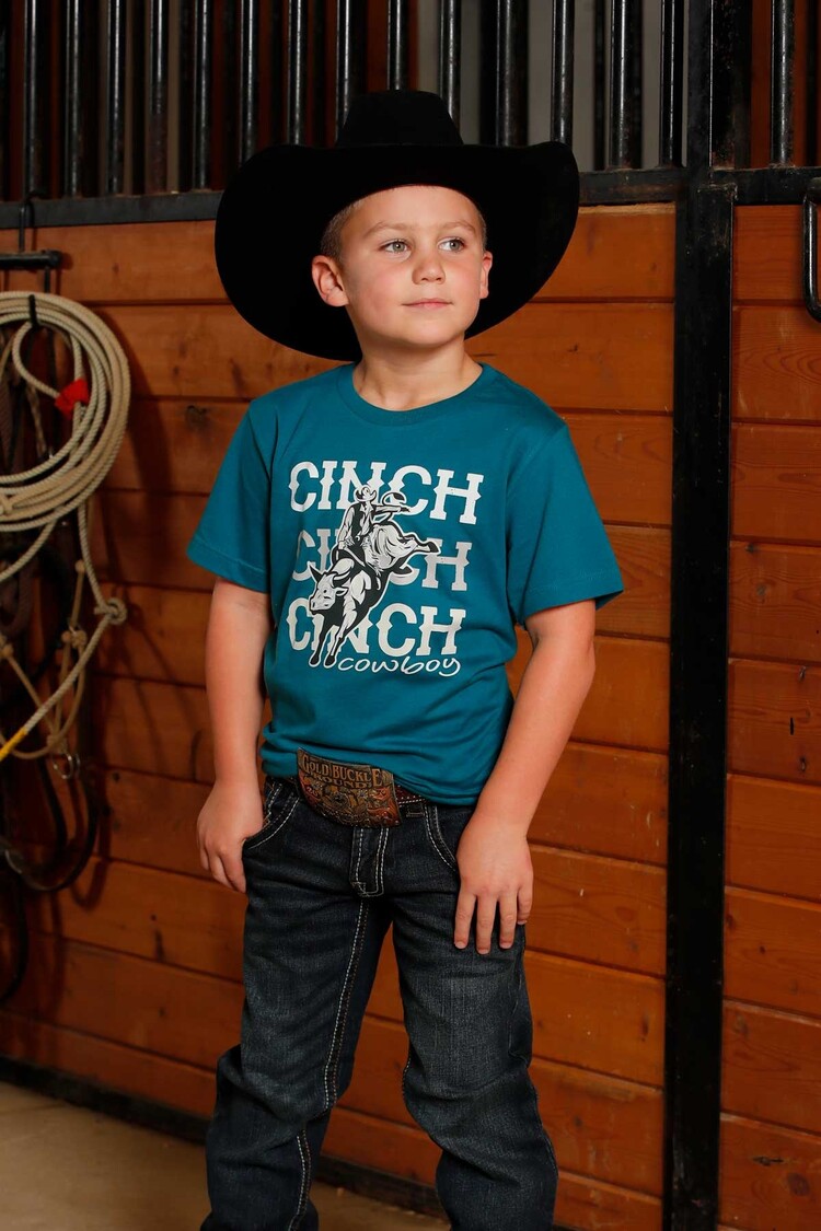 Cinch Youth Triple C Cowboy Tee Teal