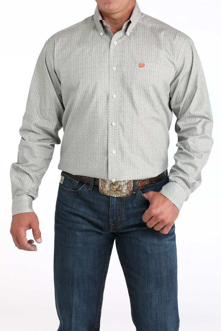Cinch Button-Down Grey Orange