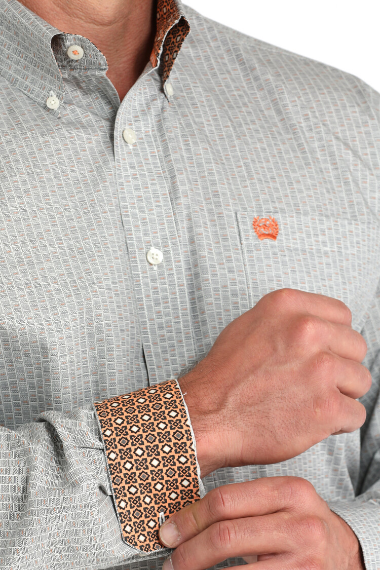 Cinch Button-Down Grey Orange