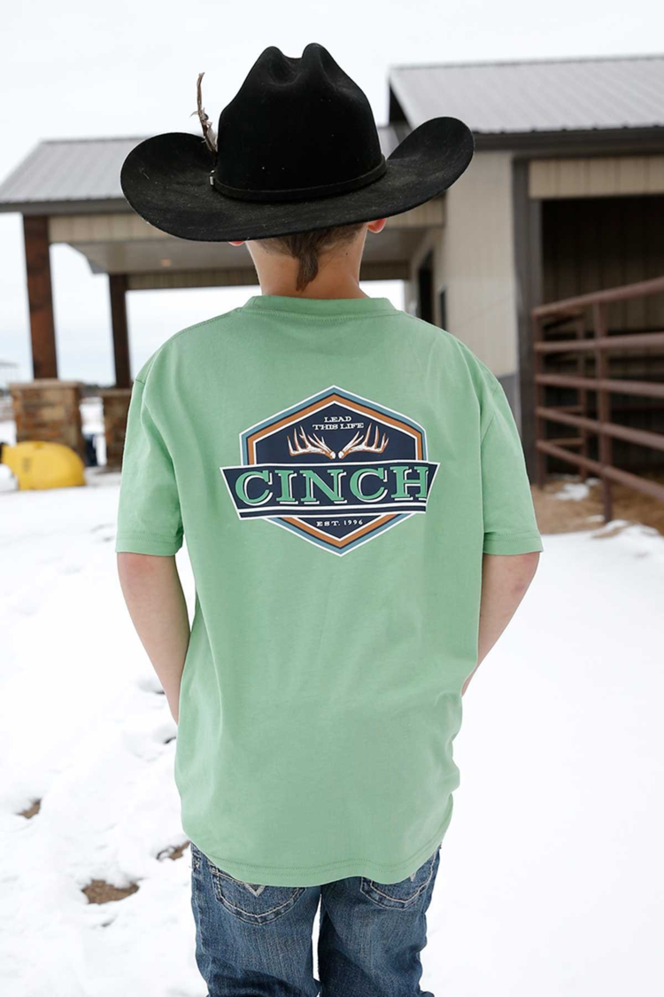 Cinch Boy's Lead This Life Tee Green