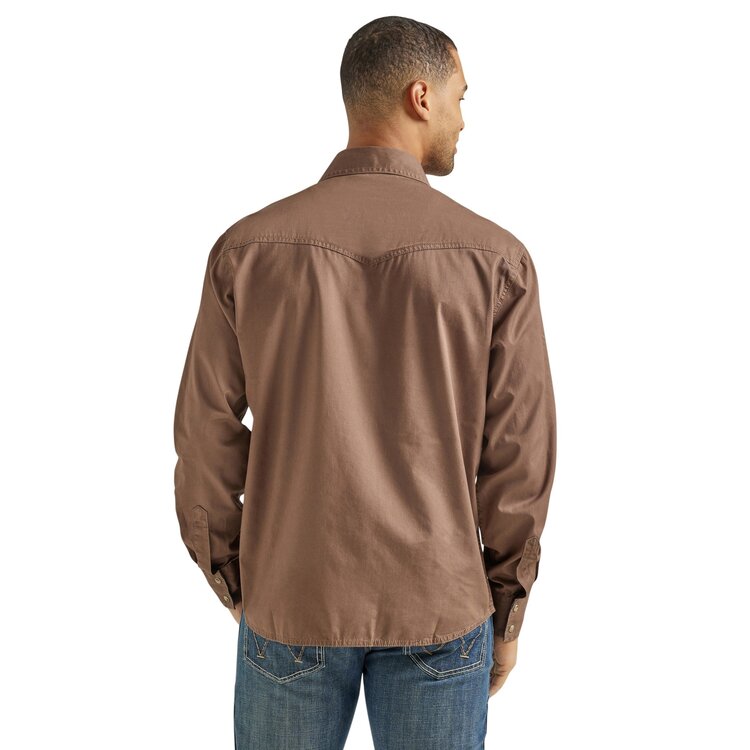 Wrangler Retro Premium Modern Fit Snap Shirt Brown