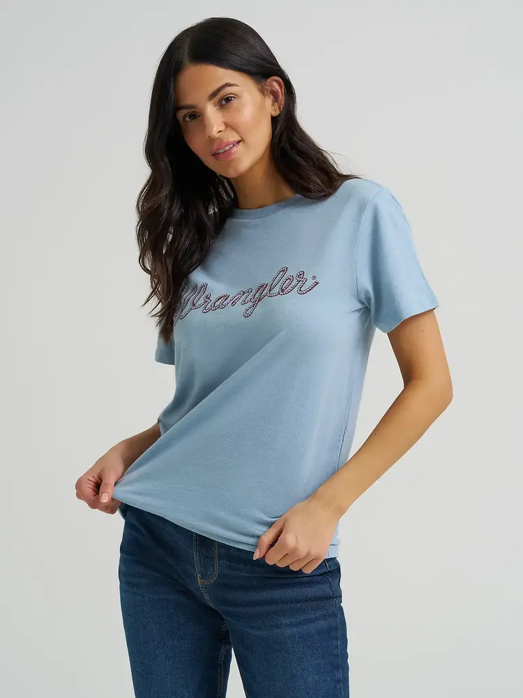 Wrangler Rope Logo Reg Fit Tee Ashley Blue Heather