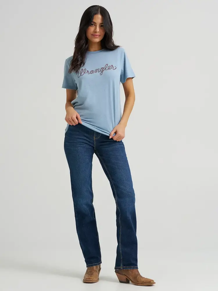 Wrangler Rope Logo Reg Fit Tee Ashley Blue Heather