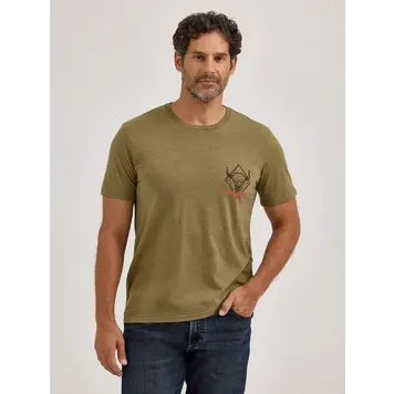 Wrangler Bison Skull Graphic Tee Burnt Olive