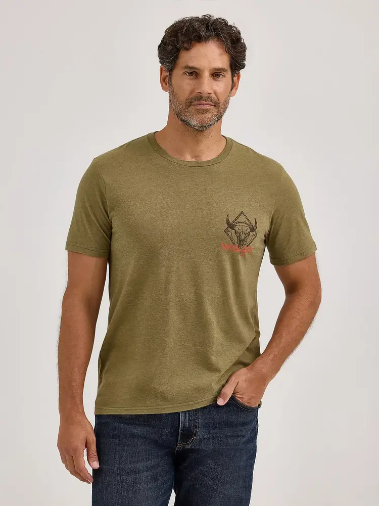Wrangler Bison Skull Graphic Tee Burnt Olive