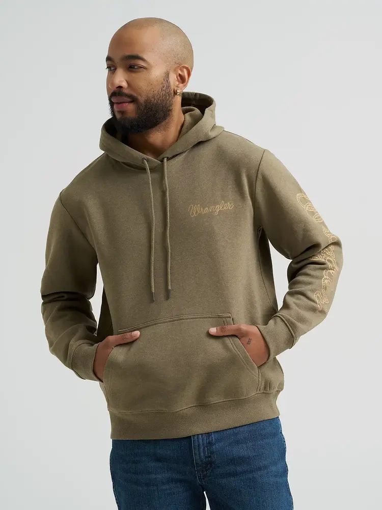 Wrangler Rope Logo Classic Fleece Hoodie Burnt Olive