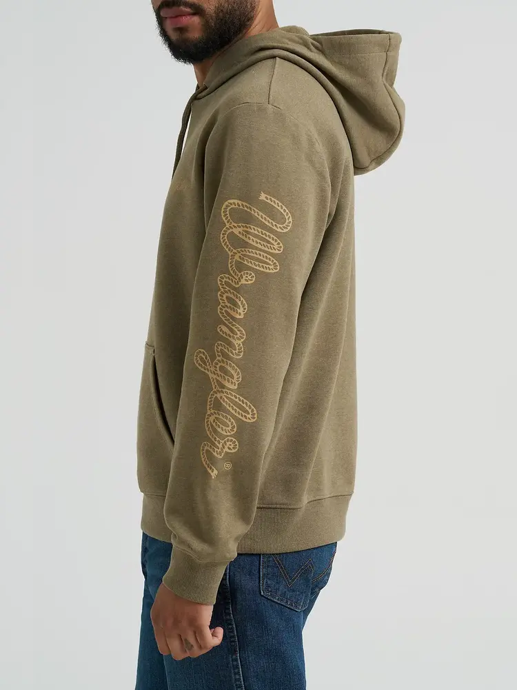 Wrangler Rope Logo Classic Fleece Hoodie Burnt Olive