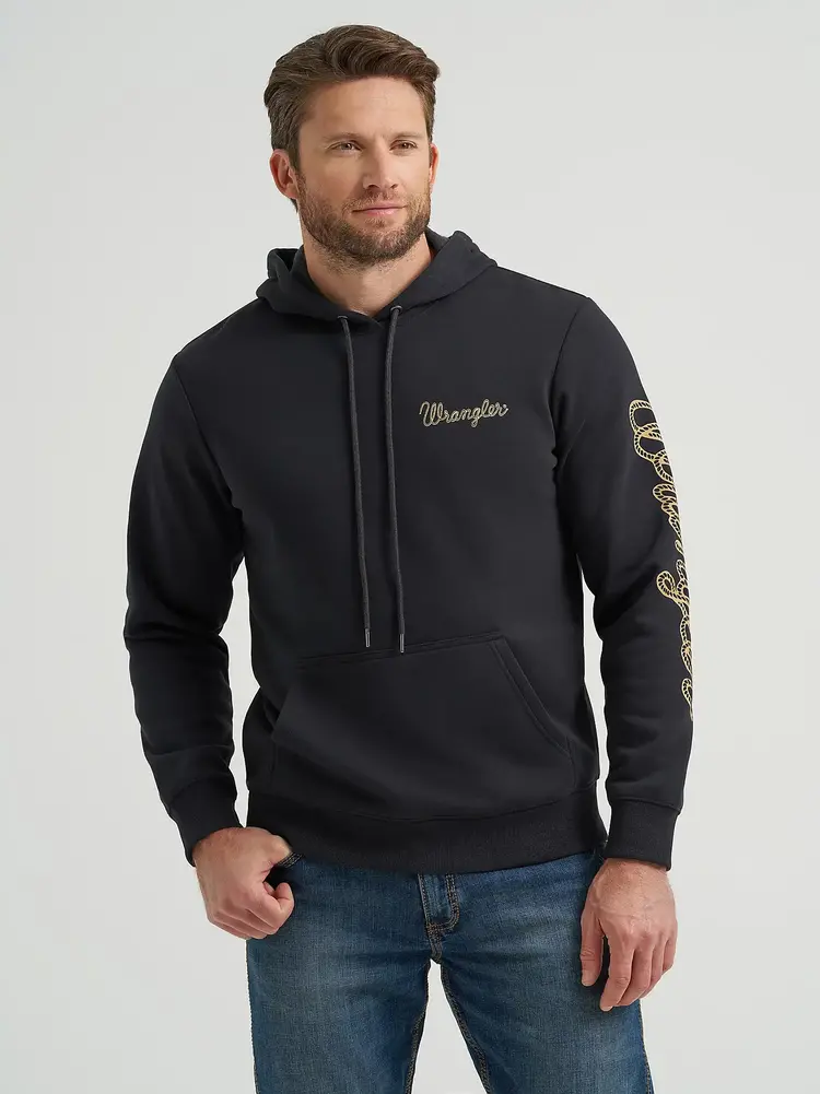 Wrangler Rope Logo Classic Fleece Hoodie Jet Black