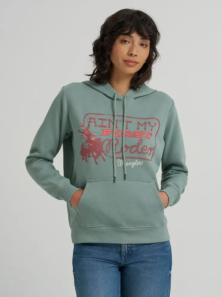 Wrangler Ain't My First Rodeo Hoodie Chinois Green