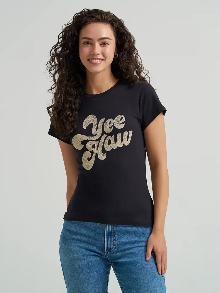 Wrangler Yee Haw Shrunken Tee Black