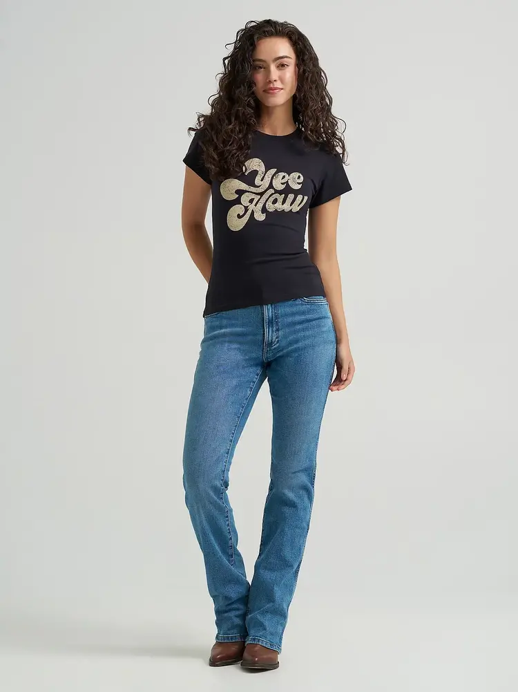 Wrangler Yee Haw Shrunken Tee Black