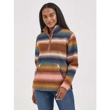 Wrangler Retro 1/4 Zip Sherpa Pullover Sunset Stripe