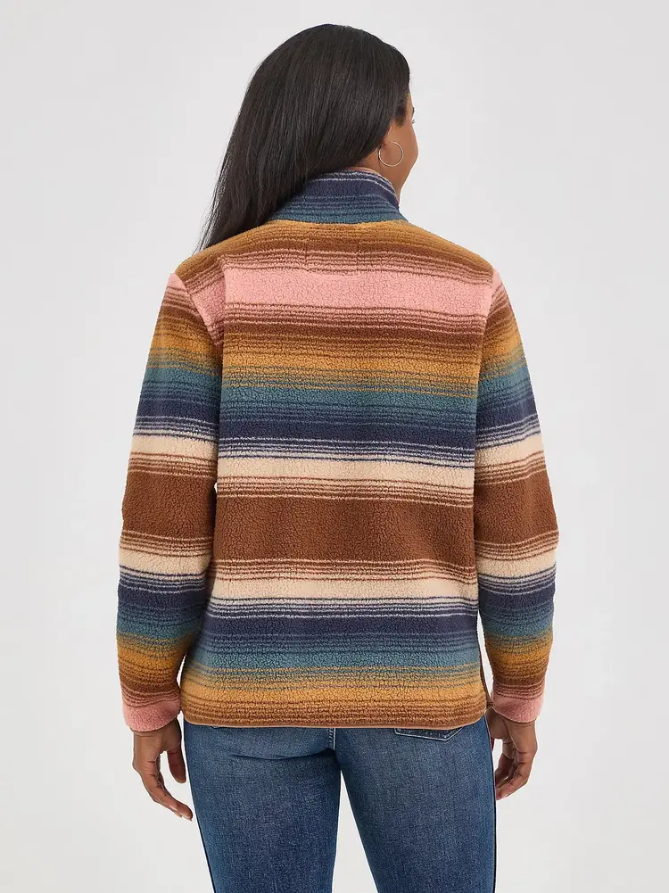 Wrangler Retro 1/4 Zip Sherpa Pullover Sunset Stripe