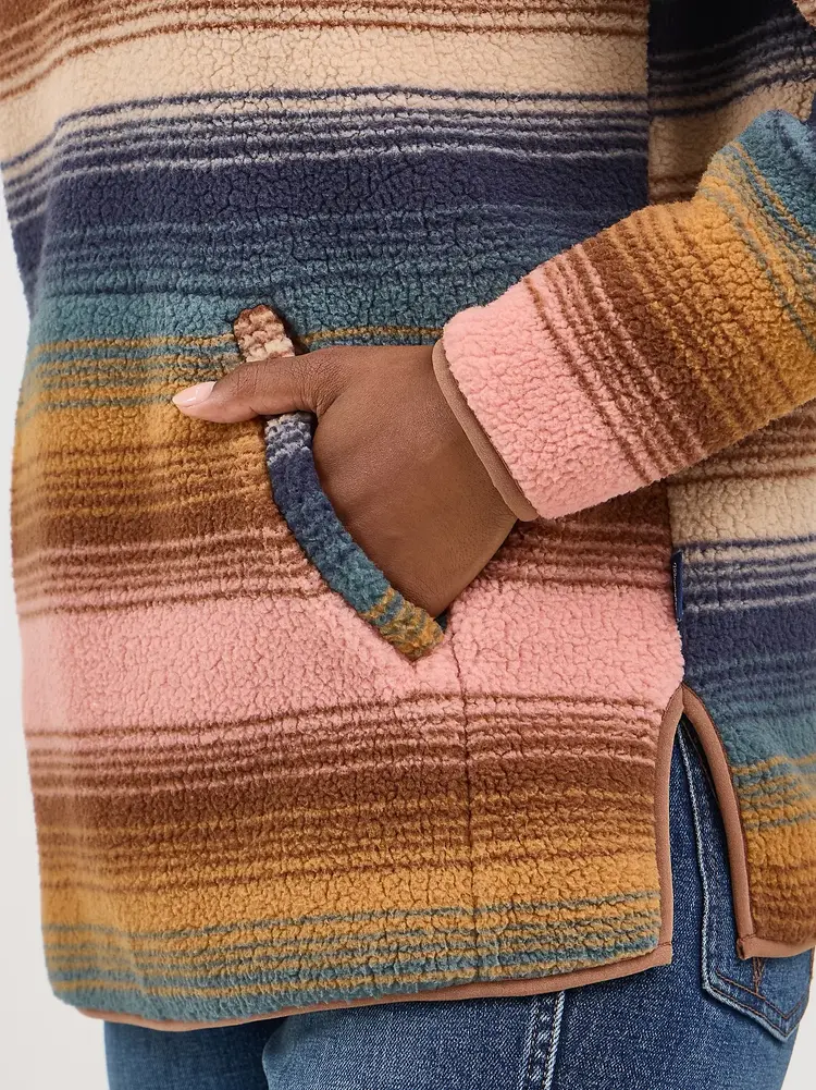 Wrangler Retro 1/4 Zip Sherpa Pullover Sunset Stripe