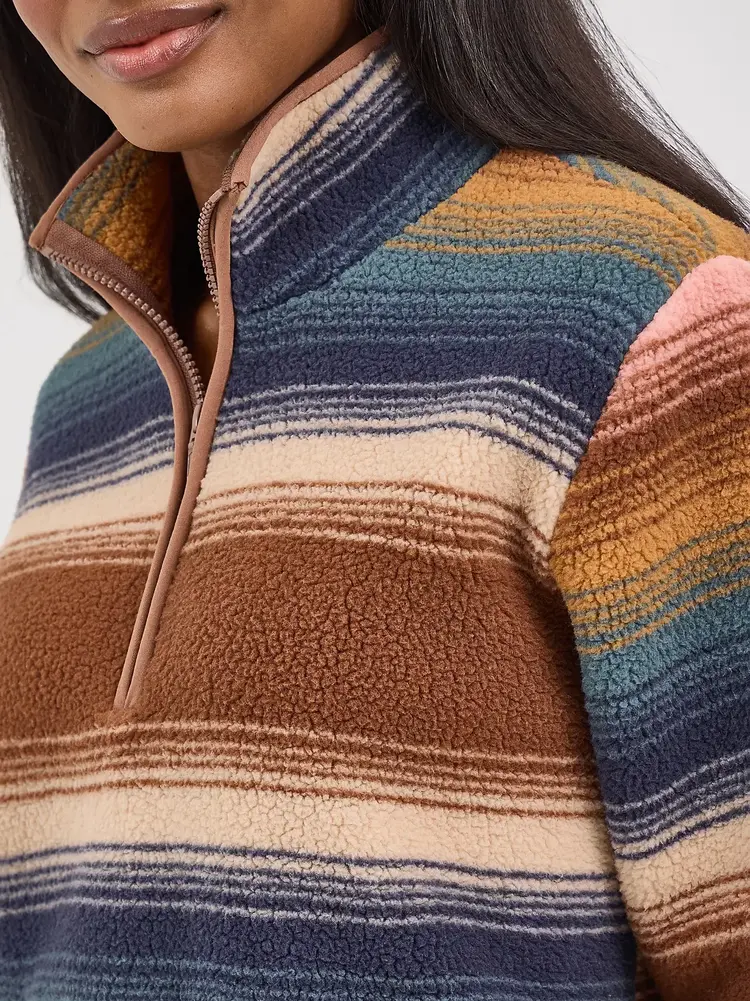 Wrangler Retro 1/4 Zip Sherpa Pullover Sunset Stripe