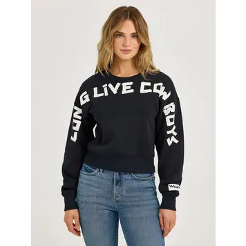 Wrangler Long Live Cowboys Crew Sweatshirt Black