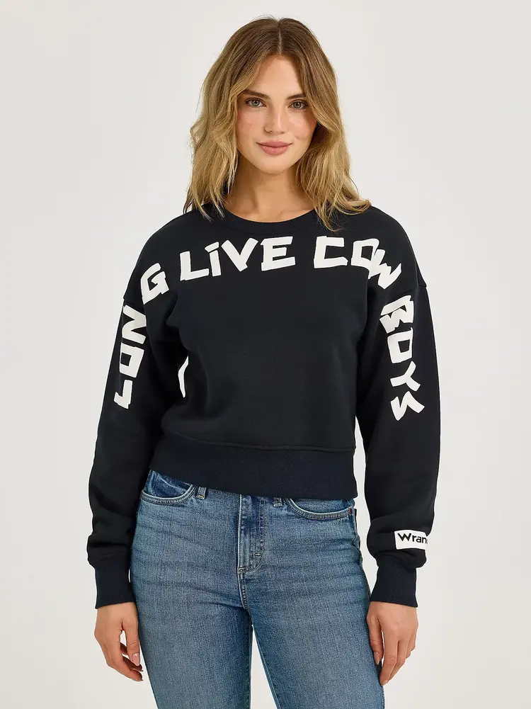 Wrangler Long Live Cowboys Crew Sweatshirt Black