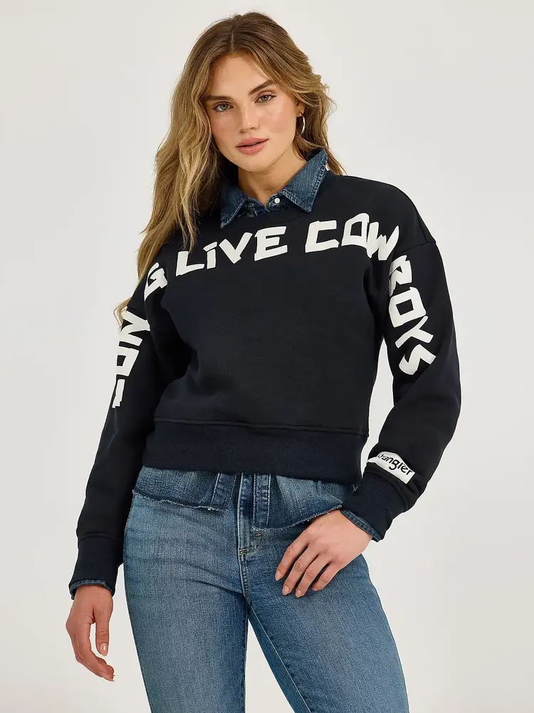 Wrangler Long Live Cowboys Crew Sweatshirt Black