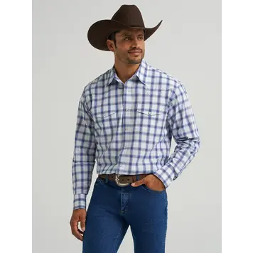 Wrangler Wrinkle Resist Snap Atlantic Plaid