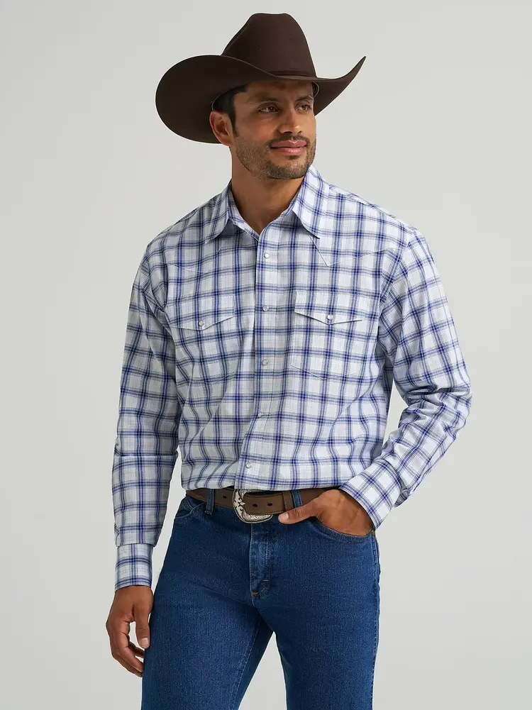 Wrangler Wrinkle Resist Snap Atlantic Plaid
