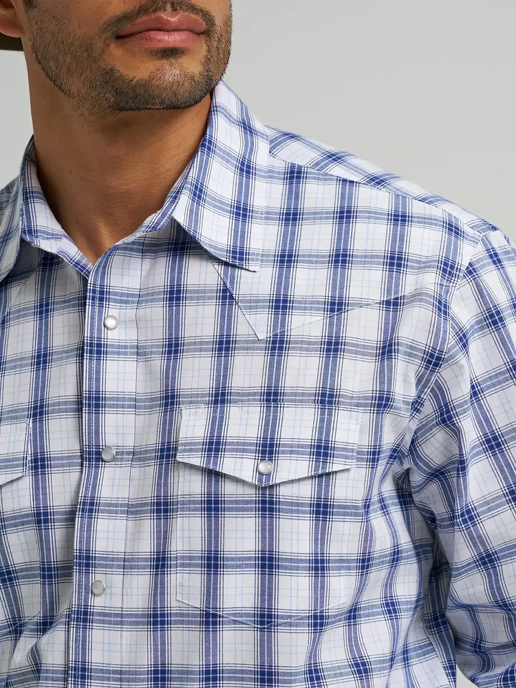 Wrangler Wrinkle Resist Snap Atlantic Plaid