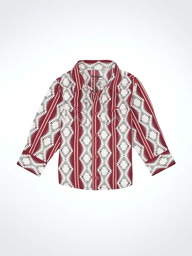 Wrangler Infant Toddler Checotah Snap Burgunday