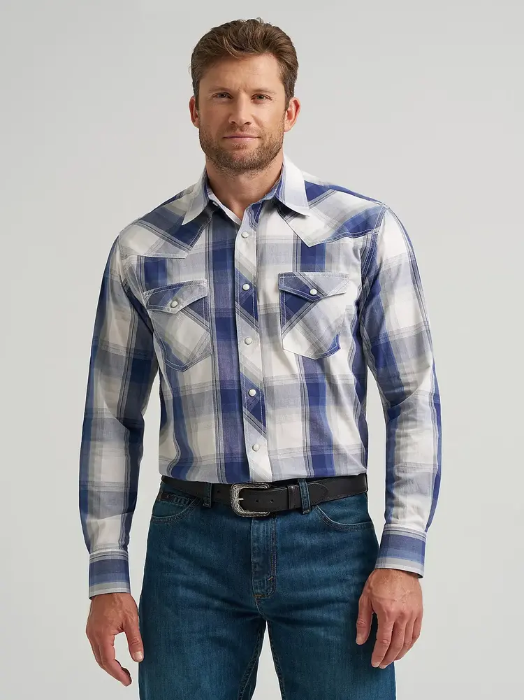 Wrangler 20X Advanced Comfort Snap Navy Ombre