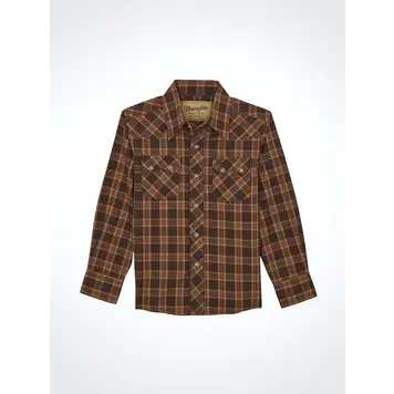 Wrangler Youth Retro Sawtooth Snap Pocket Mocha Brown
