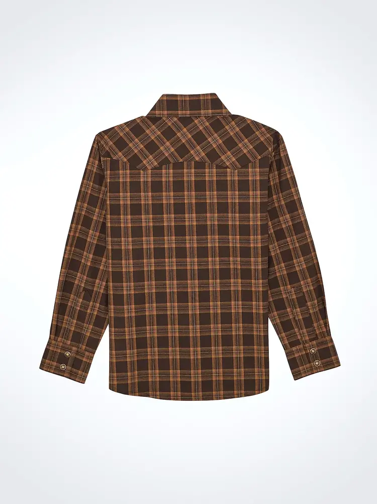 Wrangler Youth Retro Sawtooth Snap Pocket Mocha Brown