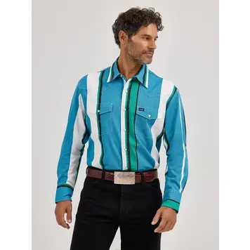 Wrangler Brushpopper Snap Azure Stripe