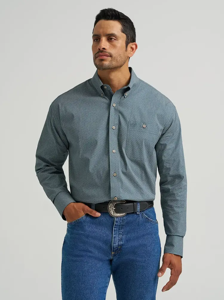Wrangler George Strait Button Down Navy Geometric