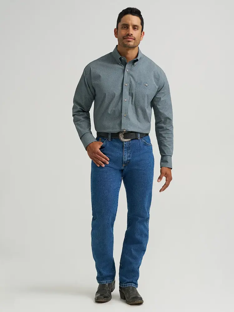 Wrangler George Strait Button Down Navy Geometric
