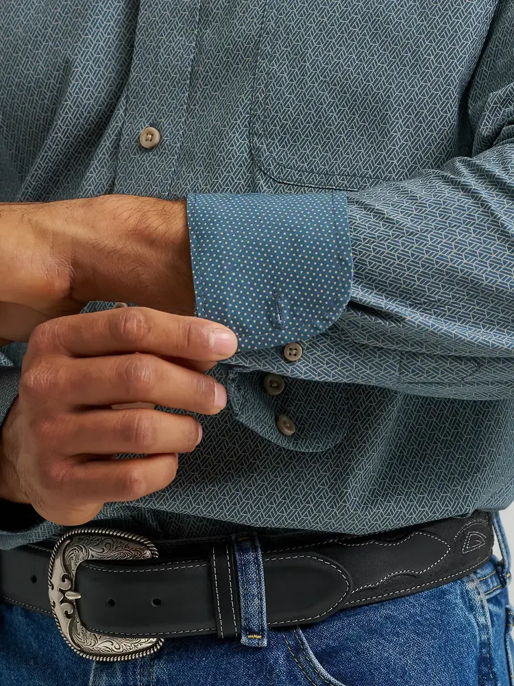 Wrangler George Strait Button Down Navy Geometric