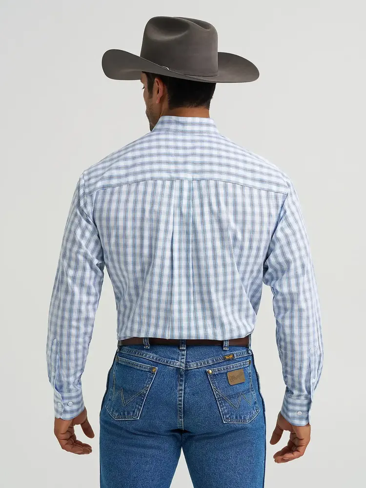Wrangler George Strait Button Down Pale Glen Check