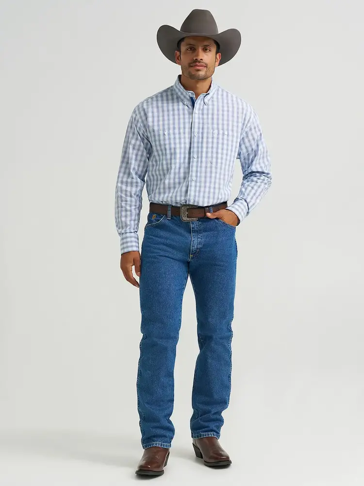 Wrangler George Strait Button Down Pale Glen Check