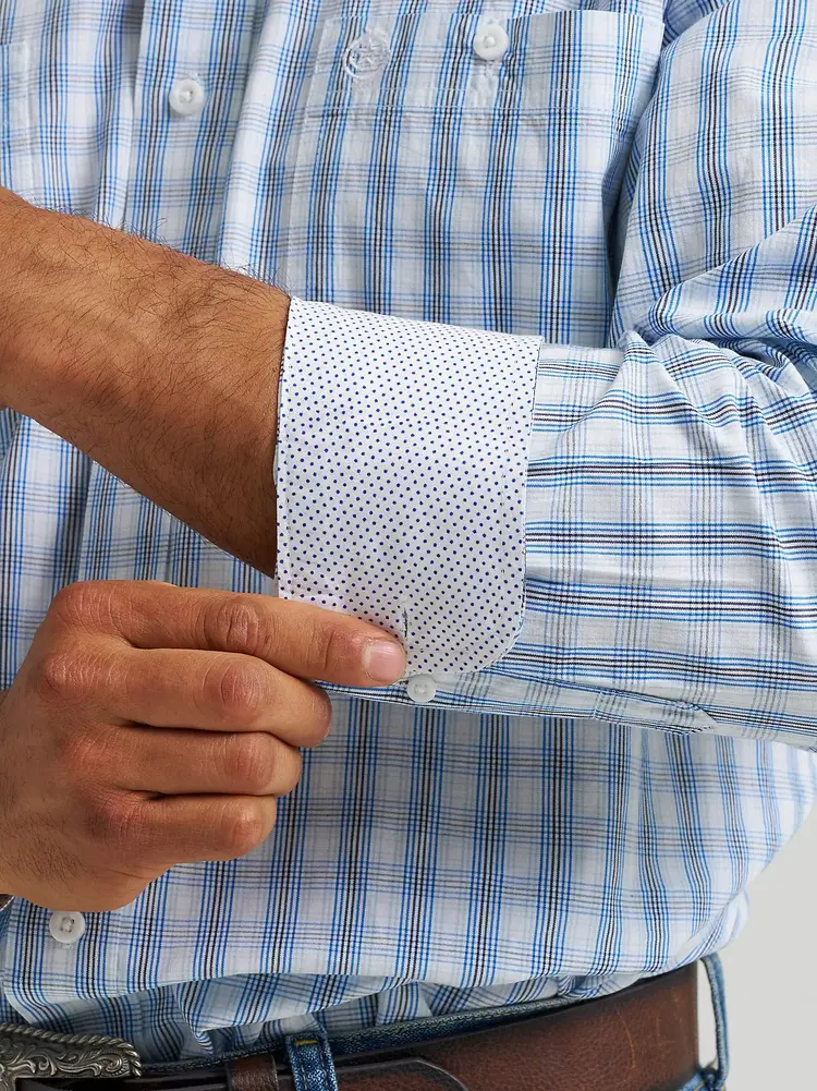Wrangler George Strait Button Down Pale Glen Check