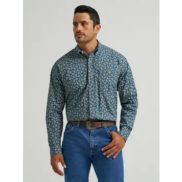 Wrangler George Strait Button Down Navy Paisley