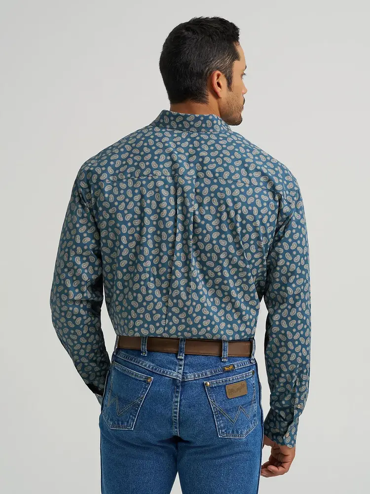 Wrangler George Strait Button Down Navy Paisley