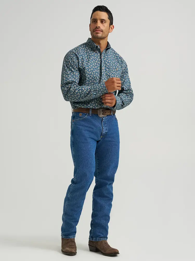 Wrangler George Strait Button Down Navy Paisley