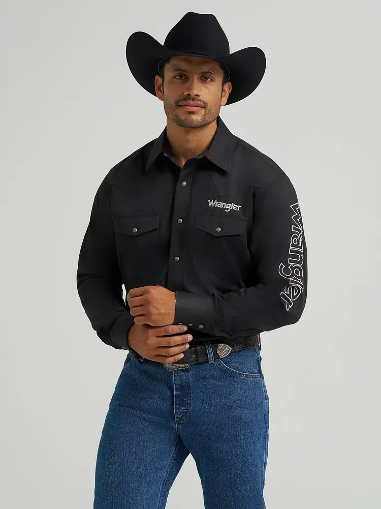 Wrangler Logo Snap Solid Black