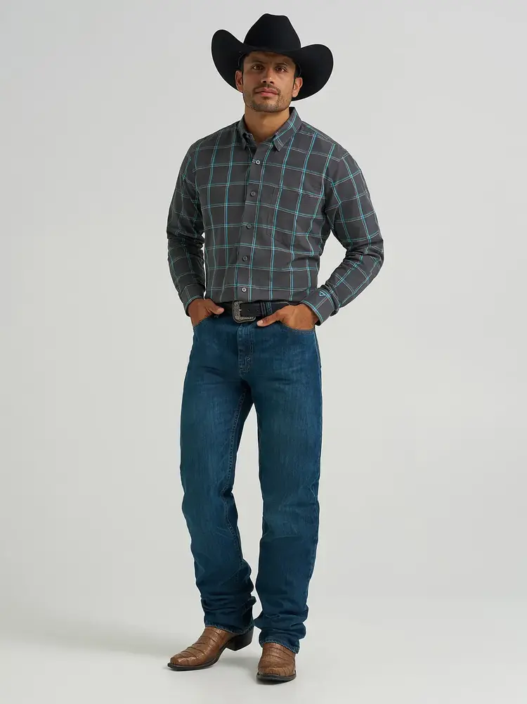 Wrangler Cody Johnson Button Down Shadow Blue