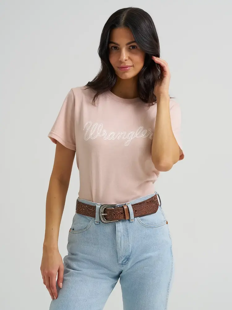 Wrangler Rope Logo Reg Fit Tee Peach Whip Heather