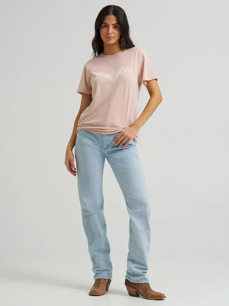 Wrangler Rope Logo Reg Fit Tee Peach Whip Heather