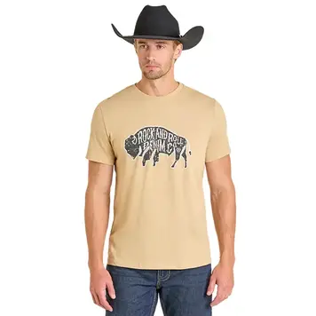 Rock & Roll Denim Buffalo Graphic Tee Tan