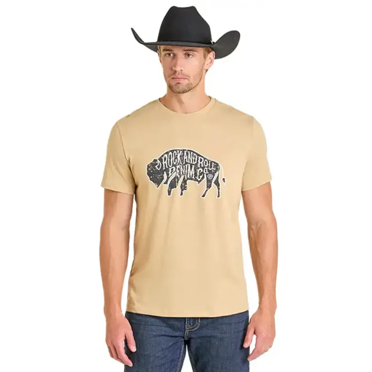 Rock & Roll Denim Buffalo Graphic Tee Tan