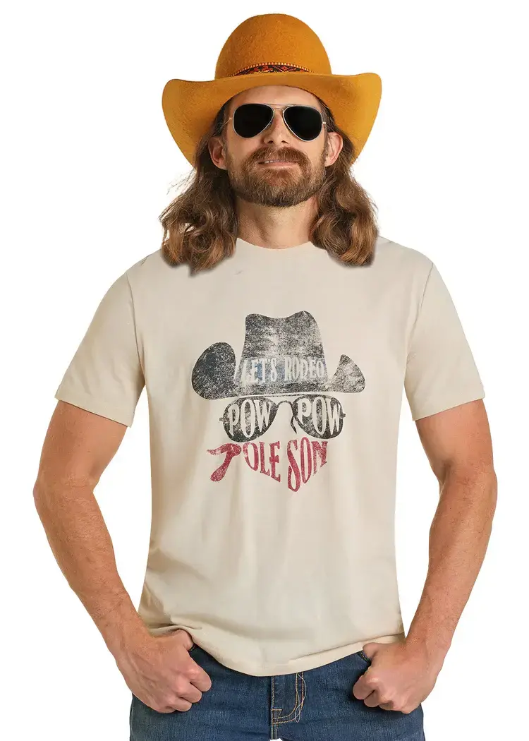 Rock & Roll Denim Pow Pow Graphic Tee Natural
